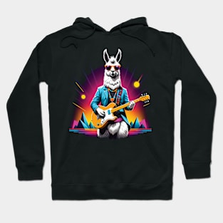 Cool Llama with a Guitar Hoodie